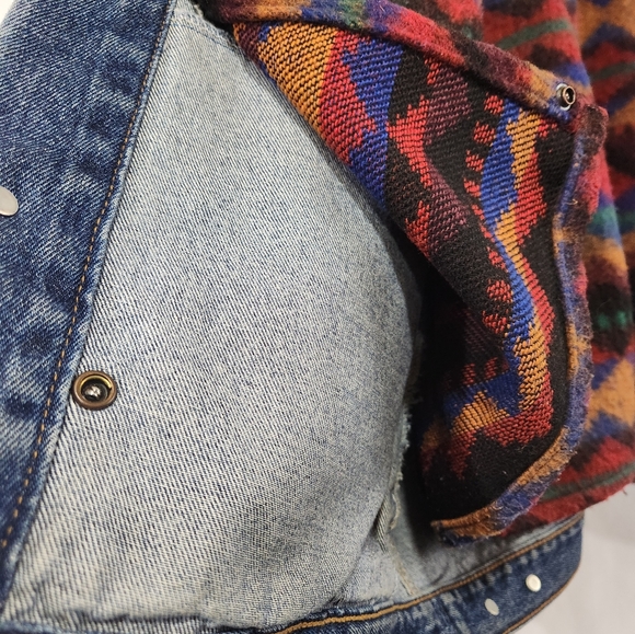 90s Vtg MOLSON CANADIAN ROCKS Denim Jacket Removable Tribal Pattern Lining sz XL - Picture 10 of 10